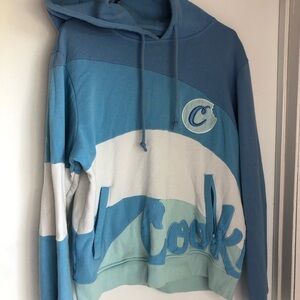 Stylish Blue and White Hooded Sweater